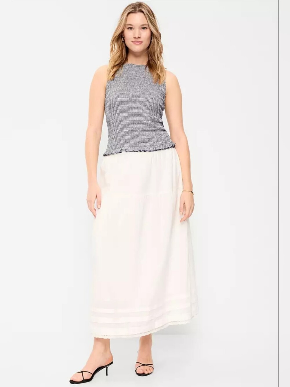NWT Off-White Boho 100% Cotton Maxi Skirt